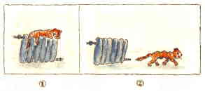 Cartoon Druckgrafik Kaltnadelradierung   Titel : Die Anpassung - hier zum vergr��ern klicken