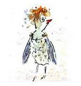 Druckgrafik   Kaltnadelradierung   Vogelhochzeit  Titel : Brautjungfer 1  -   hier zum Vollbild klicken