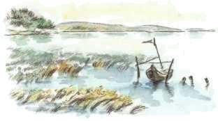 Druckgrafik   Landschaft   Titel : Fischerkahn zum vergr��ern anklicken