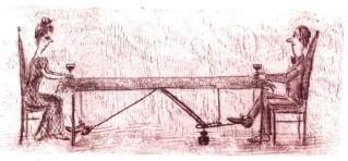 Cartoon    Druckgrafik   Vernis mou   Titel : Der Flirt  -  hier zum vergr��ern klicken