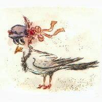 Druckgrafik   Kaltnadelradierung   Vogelhochzeit  Titel : Elster  -   hier zum Vollbild klicken