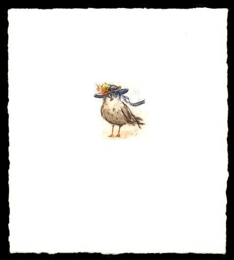 Druckgrafik   Kaltnadelradierung   Vogelhochzeit  Titel :  Eule  -  zur&uuml;ck zur &Uuml;bersicht hier klicken