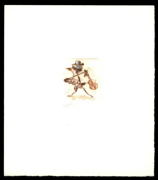 Druckgrafik   Kaltnadelradierung   Vogelhochzeit  Titel : Zweite Violine  -  zur&uuml;ck zur &Uuml;bersicht hier klicken