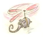 Cartoon  Druckgrafik Titel: Hubelefant  -  zum vergr&ouml;&szlig;ern auf die Grafik klicken