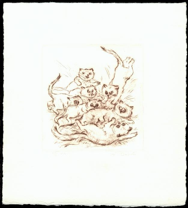 Druckgrafik Kaltnadelradierung   Titel : Tobende Katzen - zur&uuml;ck zur &Uuml;bersicht hier klicken