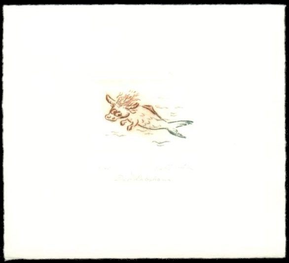 Cartoon  Grafik   Titel: Labskaus   Technik: Kaltnadelradierung / mehrfarbig   Plattenformat: 8 cm x 6,5 cm   Papierformat ca. 20 cm x 18 cm   oder 14,5 cm x 20 cm   gedruckt auf B&uuml;ttenpapier   Auflage 1 - 75  -  zur&uuml;ck zur &Uuml;bersicht bitte hier klicken