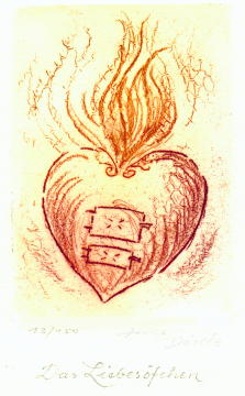 Cartoon  Grafik  Farbvernis mou Titel: Liebes&ouml;ffchen  -  zur&uuml;ck zur &Uuml;bersicht bitte hier klicken