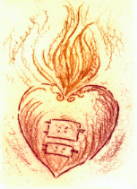 Cartoon  Druckgrafik Farbvernis mou Titel: Liebes&ouml;ffchen  -  zum vergr&ouml;&szlig;ern auf die Grafik klicken