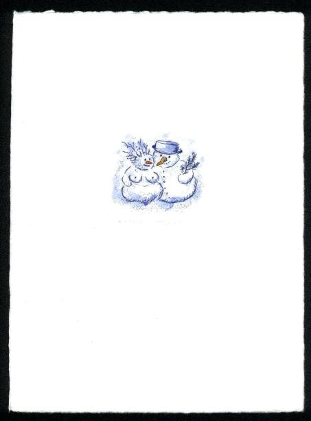 Weihnachten-Neujahr  Druckgrafik  Kaltnadel  / Aquarell  Titel : Schneemannpaar- zur&uuml;ck zur &Uuml;bersicht hier klicken
