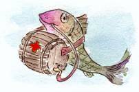 Cartoon Grafik Titel: Seerettungsdienst -  zum vergr��ern auf die Grafik klicken