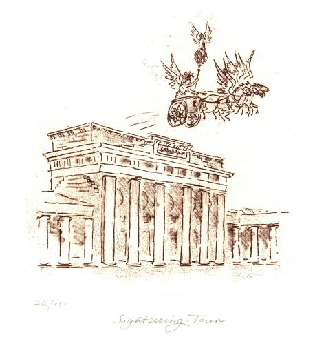 Berlin-Cartoon  Druckgrafik  Vernis mou   Titel : Sightseeing - Tour - zur&uuml;ck zur &Uuml;bersicht hier klicken
