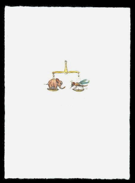 Kaltnadelradierung  Sternzeichen Waage  coloriert ca. 20 cm  x 14,5 cm  -  zur&uuml;ck zur &Uuml;bersicht hier klicken