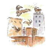 Druckgrafik Kaltnadelradierung Sternzeichen  Steinbock hier zum Vollbild klicken