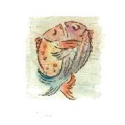 Druckgrafik Kaltnadelradierung Sternzeichen  Fische hier zum Vollbild klicken