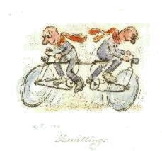 Druckgrafiken Kaltnadelradierungen Sternzeichen Zwillinge  -  ein klick f&uuml;hrt Sie zu den Sternkreiszeichen