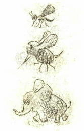 Cartoon   Druckgrafik   Vernis mou  Titel : Die Verwandlung  -  hier zum vergr��ern klicken