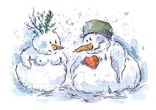 Radierungen  Schneem&auml;nner -  ein Klick f&uuml;hrt sie zu der Schneemannschaft