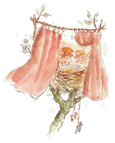 Cartoon   Kaltnadel / Aquarell   Titel : Im Wolkenkuckucksheim  -  zur&uuml;ck zur &Uuml;bersicht hier klicken