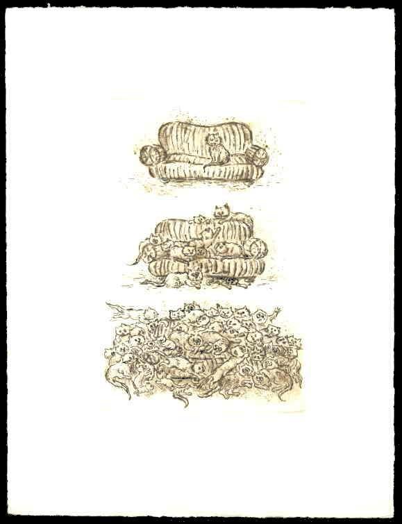 Cartoon   &Auml;tzradierung  Titel :  Der Zuchterfolg  -  zur&uuml;ck zur &Uuml;bersicht hier klicken